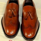 SALVATORE FERRAGAMO SHOES $650 BROWN TASSELED WINGTIP VAMP LOAFER 8.5E 41.5e NEW