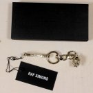 RAF SIMONS KEYCHAIN $385 SILVER OVERSIZED CHAIN & SKULL LOGO KEY HANGER NEW
