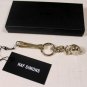RAF SIMONS KEYCHAIN $385 SILVER OVERSIZED CHAIN & SKULL LOGO KEY HANGER NEW
