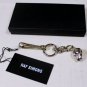 RAF SIMONS KEYCHAIN $385 SILVER OVERSIZED CHAIN & SKULL LOGO KEY HANGER NEW