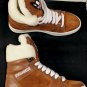 DSQUARED2 SHOES $750 BROWN SUEDE LOGO EMBROIDER SHEARLING LINED HITOP 8 41e NEW
