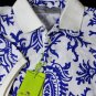 ETRO POLO $480 WHITE 3BTN BLUE PAISLEY DESIGN FIT CUT POLO SHIRT L 52e NEW