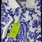 ETRO POLO $480 WHITE 3BTN BLUE PAISLEY DESIGN FIT CUT POLO SHIRT L 52e NEW