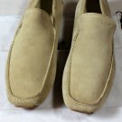 BALLY SHOES $395 CREAM SUEDE CALFSKIN LOGO EMBOSSED VAMP DRIVERS 11 44 NEW