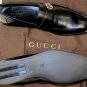 GUCCI SHOES $645 BLACK LOGO WEB GG ORNAMENTED SPLIT TOE LOAFERS 7.5 40.5 NEW