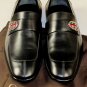 GUCCI SHOES $645 BLACK LOGO WEB GG ORNAMENTED SPLIT TOE LOAFERS 7.5 40.5 NEW