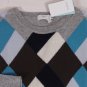 MALO SWEATER $980 GRAY/BLUE ARGYLE 100%CASHMERE CREWNECK JUMPER SMALL 48e NEW