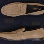 PRADA SHOES $565 LIGHT BROWN SUEDE LOGO ORNAMENTED PENNY LOAFER 12D 45e NEW