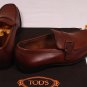 TOD'S SHOES $595 DARK BROWN LOGO BUCKLED VAMP TONAL STITCH LOAFER 7 40  NEW