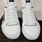 GUCCI SHOES $645 WHITE LOGO ORANMENTED SNAKESKIN TRIM HI-TOP TRAINER 11 44e NEW