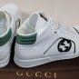 GUCCI SHOES $645 WHITE LOGO ORANMENTED SNAKESKIN TRIM HI-TOP TRAINER 11 44e NEW