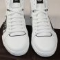GUCCI SHOES $645 WHITE LOGO ORANMENTED SNAKESKIN TRIM HI-TOP TRAINER 11 44e NEW