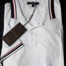 GUCCI POLO $485 WHITE 2BTN STRIPE ACCENTED LOGO EMBROIDERED POLO SHIRT M 50e NEW