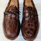 CAR SHOE SHOES $1745 DARK BROWN CROCODILE SKIN TIED VAMP DRIVERS 10.5 43.5 NEW