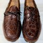 CAR SHOE SHOES $1745 DARK BROWN CROCODILE SKIN TIED VAMP DRIVERS 10.5 43.5 NEW
