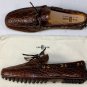 CAR SHOE SHOES $1745 DARK BROWN CROCODILE SKIN TIED VAMP DRIVERS 10.5 43.5 NEW