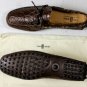 CAR SHOE SHOES $1745 DARK BROWN CROCODILE SKIN TIED VAMP DRIVERS 10.5 43.5 NEW