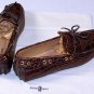 CAR SHOE SHOES $1745 DARK BROWN CROCODILE SKIN TIED VAMP DRIVERS 10.5 43.5 NEW