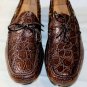 CAR SHOE SHOES $1745 DARK BROWN CROCODILE SKIN TIED VAMP DRIVERS 10.5 43.5 NEW
