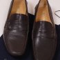 PRADA SHOES $595 DARK BROWN LOGO ORNAMENTED PENNY VAMP AVIATOR DRIVER 8 41e NEW