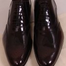 CANALI SHOES $745 DARK BROWN PATINA TOE ORNAMENTED WINGTIP OXFORD 10.5 43.5 NEW