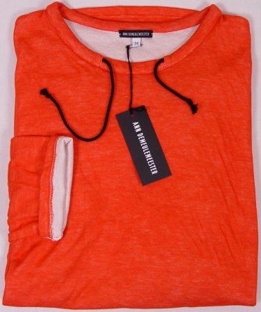 ANN DEMEULEMEESTER PULLOVER $590 ORANGE/WHITE COUTURE COLLAR TIED MED 50e NEW
