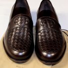 BOTTEGA VENETA SHOES $820 DARK BROWN INTRECCIATO WOVEN VAMP LOAFER 9 42 NEW
