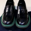 PRADA SHOES $745 BLUE VARNISH CALF LOGO EMBOSS CONTRAST SOLE LOAFER 10.5 435 NEW