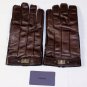 PRADA GLOVES $395 BROWN LAMBSKIN CASHMERE LINED LOGO ORNAMENTED GLOVES MED 9 NEW