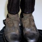 DOLCE & GABBANA SHOES $1140 DK BROWN DISTRESSED CROSS STRAP WOOL BOOT 10 43e NEW