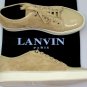 LANVIN SHOES $545 KHAKI BROWN SUEDE/PATENT CAPTOE LOW PROFILE TRAINERS 13 46 NEW