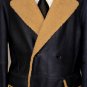 ZEGNA JACKET $7495 NAVY SHEEPSKIN BROWN SHEARLING LINED 4-BTN COAT 46L 56e NEW