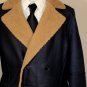 ZEGNA JACKET $7495 NAVY SHEEPSKIN BROWN SHEARLING LINED 4-BTN COAT 46L 56e NEW