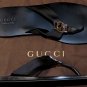 GUCCI SHOES $395 BLACK NYLON STRAP LOGO GG ORNAMENTED THONG SANDALS 13 46e NEW