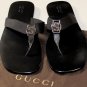 GUCCI SHOES $395 BLACK NYLON STRAP LOGO GG ORNAMENTED THONG SANDALS 13 46e NEW