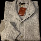 LORO PIANA SWEATER $2625 MALT CASHMERE/GOATSKIN 8-BTN 8-PLY CARDIGAN XL 54 NEW