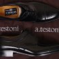 A. TESTONI SHOES $1090 BLACK TOE ORNAMENTED CAPTOE HANDMADE DERBY 10.5 43.5 NEW