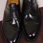 A. TESTONI SHOES $1090 BLACK TOE ORNAMENTED CAPTOE HANDMADE DERBY 10.5 43.5 NEW