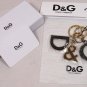 DOLCE & GABBANA KEYCHAIN $145 SILVER & BLACK LEATHER LOGO LETTER KEYCHAIN NEW