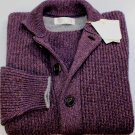 BRUNELLO CUCINELLI SWEATER GRAPE/BROWN 100%CASHMERE 7-BTN CARDIGAN MED 50 NEW