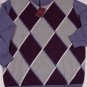 BALLANTYNE SWEATER $990 PURPLE/GRAY ARGYLE 100%CASHMERE CREWNECK XL 54e NEW