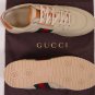 GUCCI SHOES $495 KHAKI LOGO WEB SIDE STRIPED LOGO EMBOSSED TRAINER 11 44e NEW