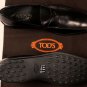 TOD'S SHOES $495 BLACK LOGO VAMP CALFSKIN PEBBLE SOLE CITY LOAFER 11.5 44.5e NEW