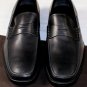 TOD'S SHOES $495 BLACK LOGO VAMP CALFSKIN PEBBLE SOLE CITY LOAFER 11.5 44.5e NEW