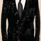 GUCCI JACKET $4,300 BLACK VELVET 1-BTN FLORAL DANDY FORMAL JACKET 44R 56e NEW