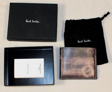 PAUL SMITH WALLET $425 BLACK X-RAYED CONTRAST STITCHED BILLFOLD NEW