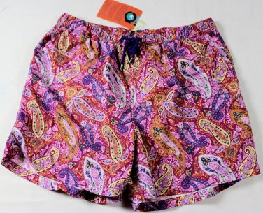 ETRO SWIM TRUNKS $365 RED/ORANGE LOGO PAISLEY BEACHWEAR SWIM TRUNKS XXL 56e NEW