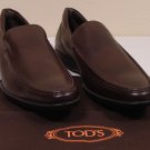 TOD'S SHOES $465 BROWN LOGO VAMP CALFSKIN PEBBLE SOLE CITY LOAFER 11.5 44.5e NEW