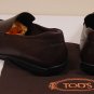 TOD'S SHOES $465 BROWN LOGO VAMP CALFSKIN PEBBLE SOLE CITY LOAFER 11.5 44.5e NEW