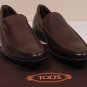 TOD'S SHOES $465 BROWN LOGO VAMP CALFSKIN PEBBLE SOLE CITY LOAFER 11.5 44.5e NEW